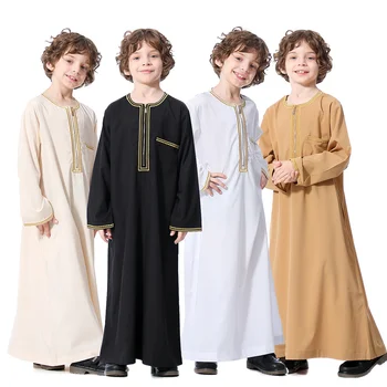Абая Дубай Длинный Халат Мальчики Джилбаб Химар Турция Рамадан Мусульманская Одежда Кафтан Марокканский Ислам Хиджаб Абаи Арабская Исламская Одежда