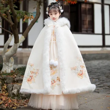 Зимнее Толстое платье Hanfu для девочек, детский Новогодний костюм, детский Карнавальный костюм для косплея, китайский Древний Hanfu для девочек