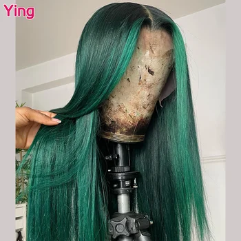 Изумрудно-зеленый 200%-ный прямой Прозрачный парик с кружевом 13x6 см, предварительно выщипанный из детских волос, парик с кружевом 13x4 см