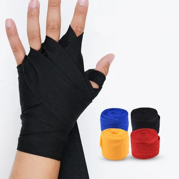 Хлопчатобумажная Боксерская повязка на запястья, обертывания для защиты рук, Боксерские спортивные перчатки для тренировок по кикбоксингу Муай Тай 
