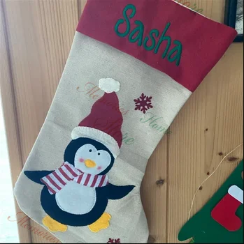 Чулки с индивидуальным названием, с Рождеством Христовым, Персонализированные Вышитые, с Новым Годом, Для детей, с Санта-Лосем, Снеговиком, Подарочные носки с именами