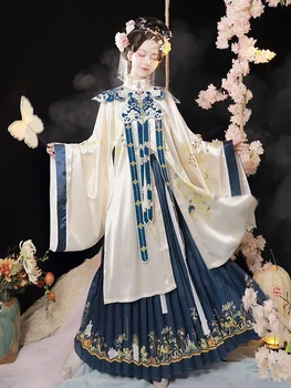 Осенняя Новая Изысканная Вышивка Девушка династии Мин Фея Ханфу Традиционное китайское платье Восточная фотография Косплей Одежда