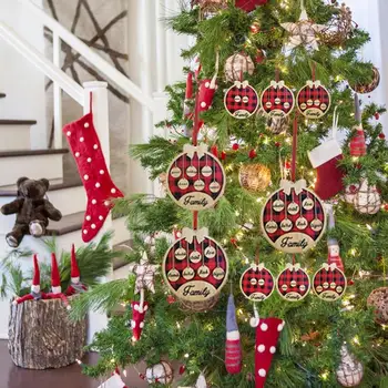 Рождественские семейные украшения, изготовленная из прочного дерева Уникальная подвеска в виде дерева для окна, милое семейное украшение, рождественское украшение