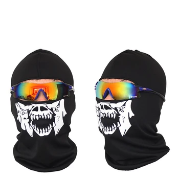 Полнолицевая маска с черным черепом, ветрозащитная лыжная мотоциклетная маска, тактическая балаклава с капюшоном для мужчин и женщин, косплей на Хэллоуин