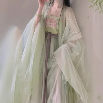 2023 Китайский женский Древний Традиционный Комплект Hanfu, Женский костюм для косплея, Летний Новый Свободный костюм Феи Hanfu с большим рукавом 2XL
