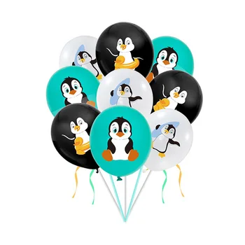 12-Дюймовый Пингвин Вечерние Воздушные Шары 12шт Черный Белый Зеленый Круглой Формы С Рисунком Пингвина Воздушные Шары на День Рождения для Детей День Рождения Деко