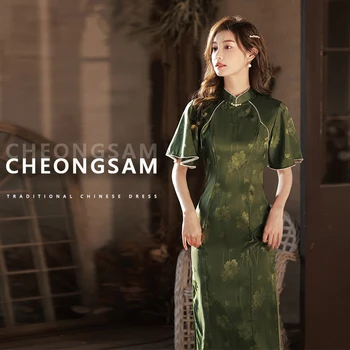 Женщины Чонсам Китайское Ципао Шанхайское платье Элегантное Традиционное Восточное платье Молодая мода Мандаринская одежда Весна Лето