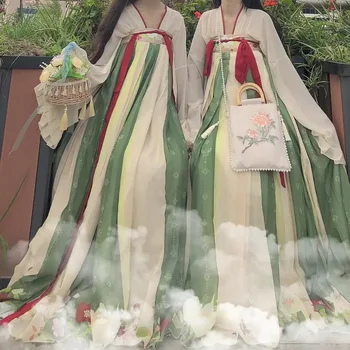 Китайское традиционное вышитое платье принцессы с большим подолом Hanfu в восточном стиле, древний костюм для косплея династии Тан