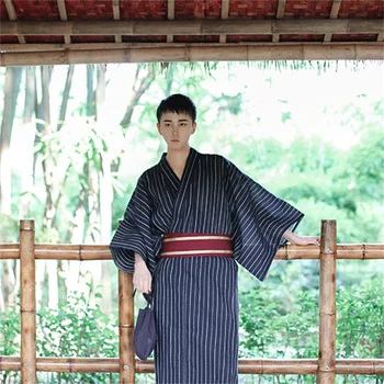 Японское кимоно, одежда для мужчин, традиционный самурайский халат с длинным рукавом, сценическое представление, Ретро Азиатский халат, Древний костюм