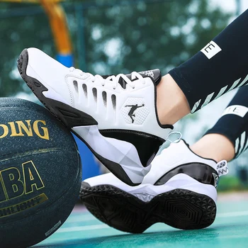 Кожаные мужские кроссовки, мужская баскетбольная обувь с высоким берцем, нескользящие удобные кроссовки, мужская повседневная обувь для занятий спортом, фитнесом