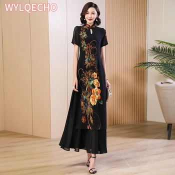 китайское платье 2023 qipao oriental party qipao платье в китайском стиле с современной вышивкой чонсам винтажное платье чонсам трапециевидной формы