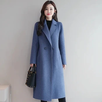 Элегантное толстое теплое пальто оверсайз на одной пуговице, женская корейская мода, свободная верхняя одежда оверсайз, простые универсальные пальто средней длины