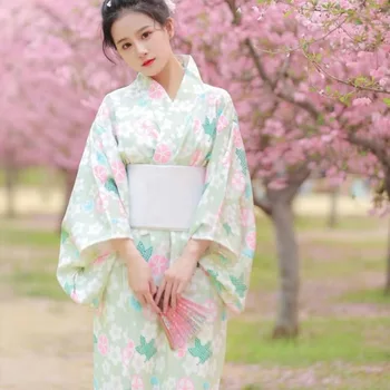 Женское японское традиционное кимоно с цветочным принтом, юката, костюмы для косплея, одежда для выступлений на фестивалях гейш, одежда для фотосъемки