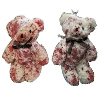 Крутой панк-брелок с окровавленным плюшевым медведем, брелок с куклой-медведем на Хэллоуин, брелок для ключей с раненым животным