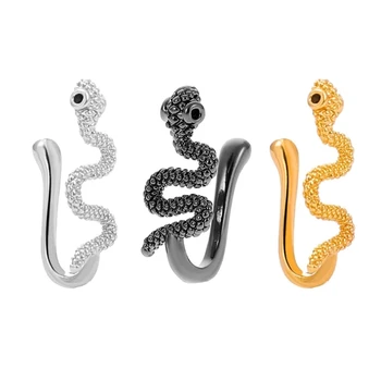 Неперфорированный гвоздь для носа, металлический обруч в форме змеи, 3 цвета, кольцо для носа для девочки