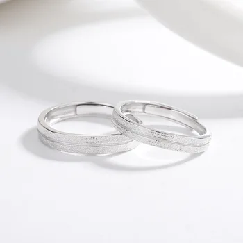 Сверкающее кольцо для пар из серебра 925 пробы в простом элегантном стиле для пар, посещающих званый ужин