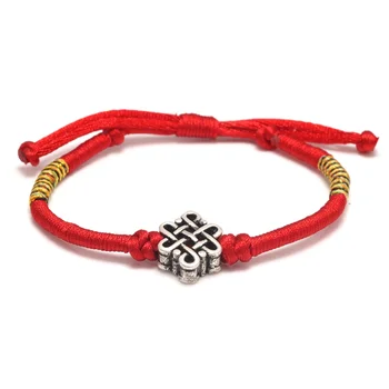 Плетеные браслеты из красной веревки ручной работы Традиционные этнические китайские браслеты с узлами для мужчин И женщин Регулируемая молитвенная веревка