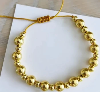 5шт ювелирных изделий INS веревочная цепочка ручной работы из золотых Бусин Модные Плетеные Браслеты Для женщин Мужчин