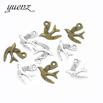 YuenZ 50шт Маленькие подвески-ласточки металлические Подвески Подходят для изготовления ювелирных изделий из ожерелья 16*15 мм D544