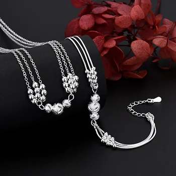 роскошные дизайнерские бусы из стерлингового серебра 925 пробы, ожерелье, браслет, набор украшений для женщин, модная вечеринка, свадебный подарок паре