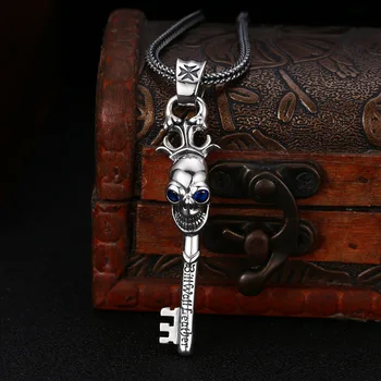 BOCAI New S925 Стерлингового серебра Модный хип-хоп ключ Подвеска в виде черепа Мужской подарок
