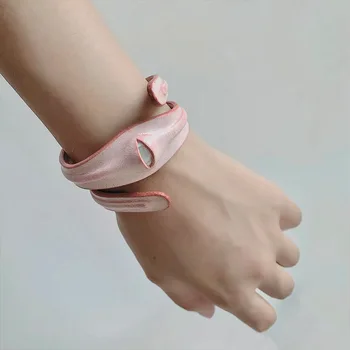 Розовый цвет Злые Глаза Кожаный Открывающий браслет ручной работы для женщин Мужчин 2024 Индивидуальность Геометрический браслет с глазами в форме капли воды