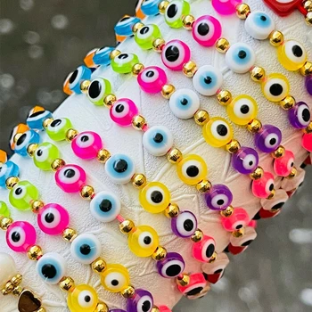 Go2BoHo Красочный браслет с турецким глазом из смолы Y2K Jewelry Браслеты из бисера золотого цвета для женщин Модные украшения в стиле бохо
