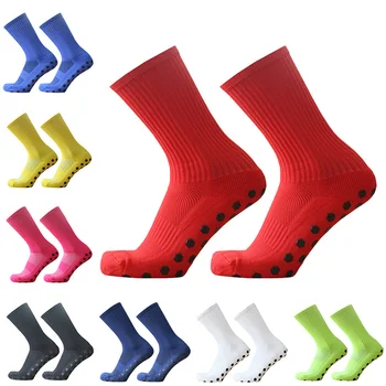 Новые однотонные спортивные футбольные носки для мужчин и женщин с нескользящей рукояткой, футбольные носки calcetas antideslizantes de futbol