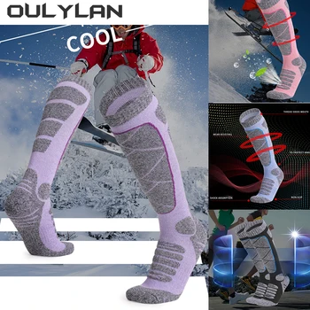 Новые зимние Мужские Женские Лыжные носки с подогревом, Теплые Носки для велоспорта, футбола, сноуборда, Утолщенные влагопоглощающие носки с высокой трубкой