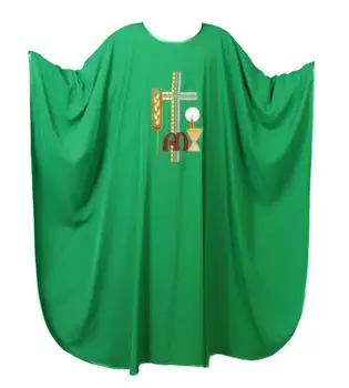 Облачение священника из полиэстера в христианском европейском стиле Для взрослых, католическая Религиозная Одежда архиепископа, Зеленая мантия духовенства
