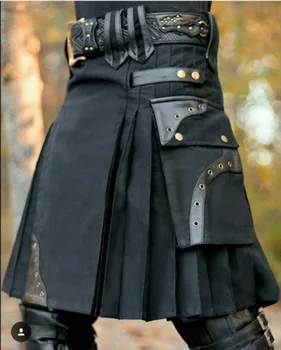 Шотландский мужской килт Традиционная юбка Металлическая классическая ретро традиционная индивидуальность Килты Клетчатый узор мужские юбки