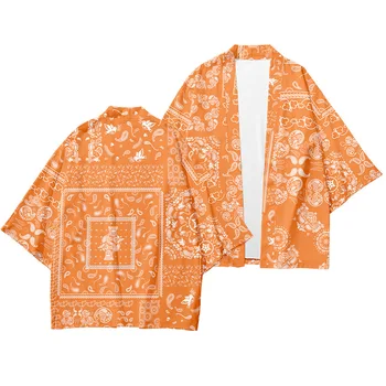 Мужчины и женщины, японское традиционное кимоно, кардиган, рубашка с цветочным рисунком кешью, японское летнее кимоно, брючный костюм с девятью точками 4