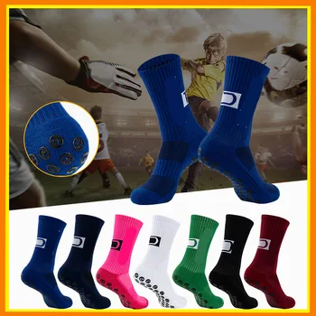 1 пара футбольных носков средней длины для взрослых, впитывающие пот Дышащие спортивные чулки, силиконовые носки для футбольных тренировок, устойчивые к скольжению