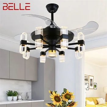 Современный потолочный вентилятор BELLE со светодиодными светильниками 220V 110V, декоративными для дома, гостиной, спальни, ресторана