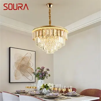 Подвесная люстра SOURA Gold в стиле постмодерн, роскошный домашний светодиодный светильник для гостиной-столовой